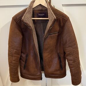 Johnston & Murphy Brown Shearling Bomber Jacket